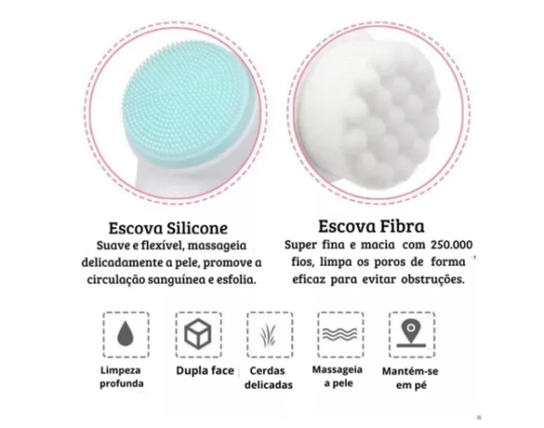 Escova de Limpeza Facial 2 Em 1 Massagem Skin Care - Image 5